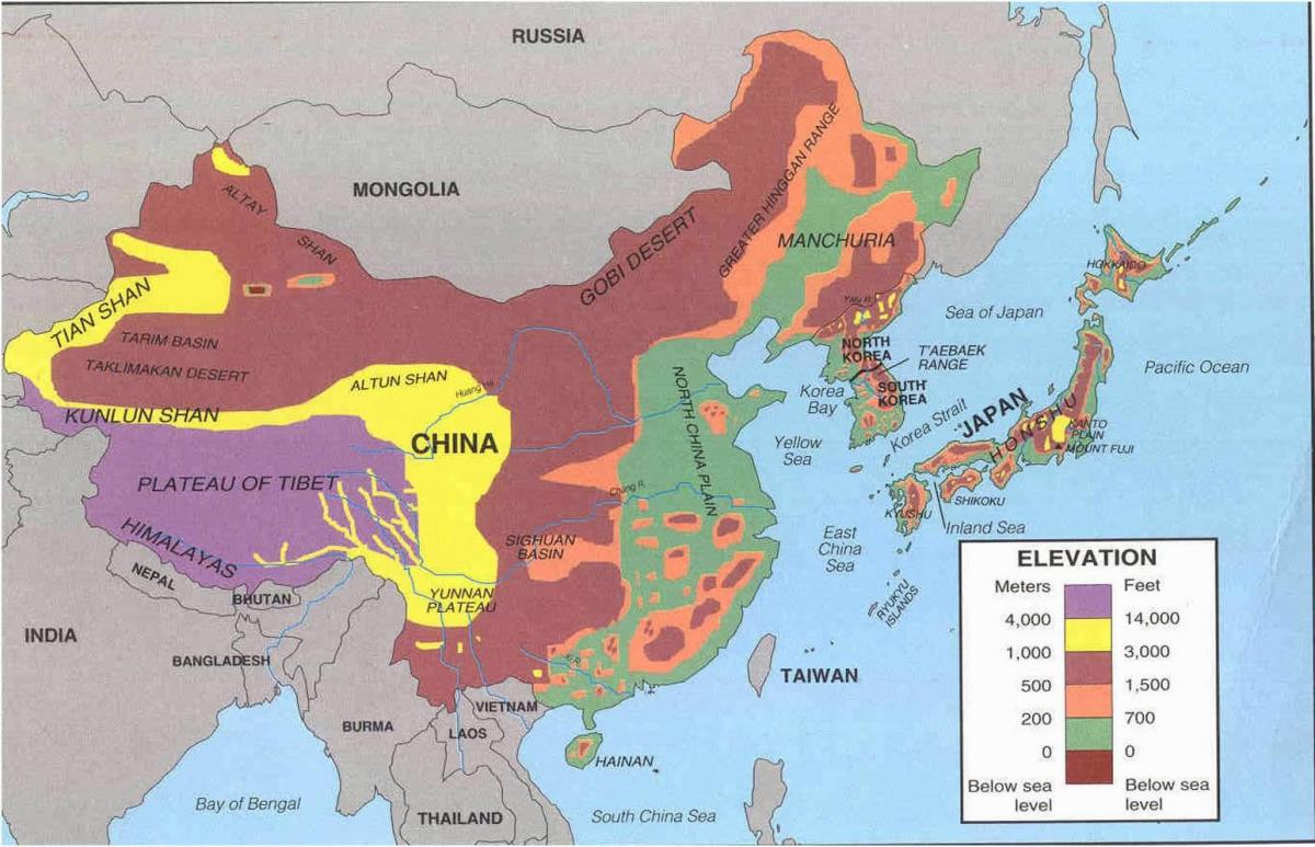 ramani ya China jangwa