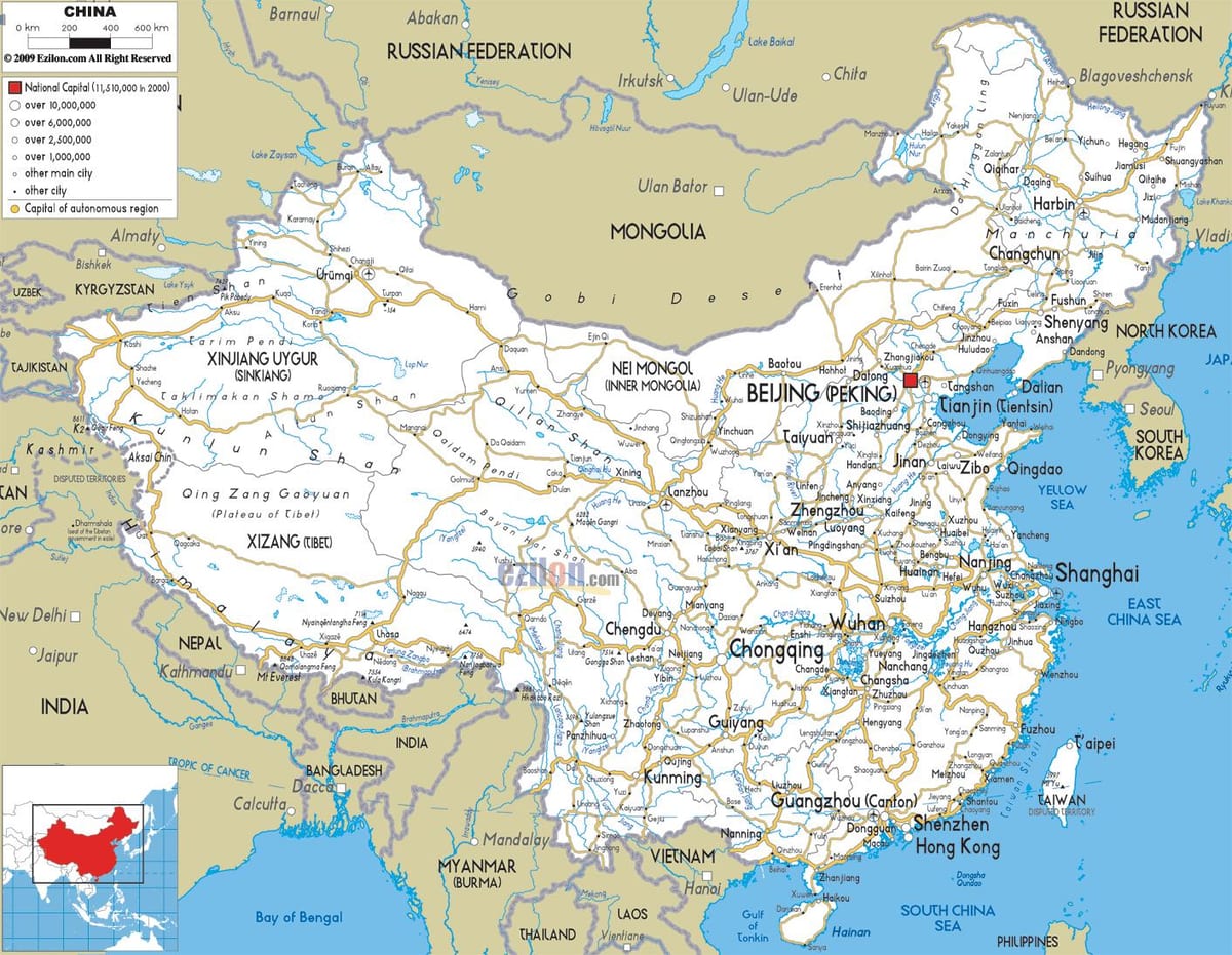 China barabara ramani