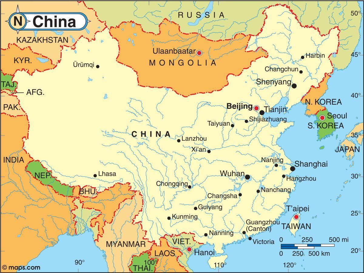 China kusini mwa ndege ramani