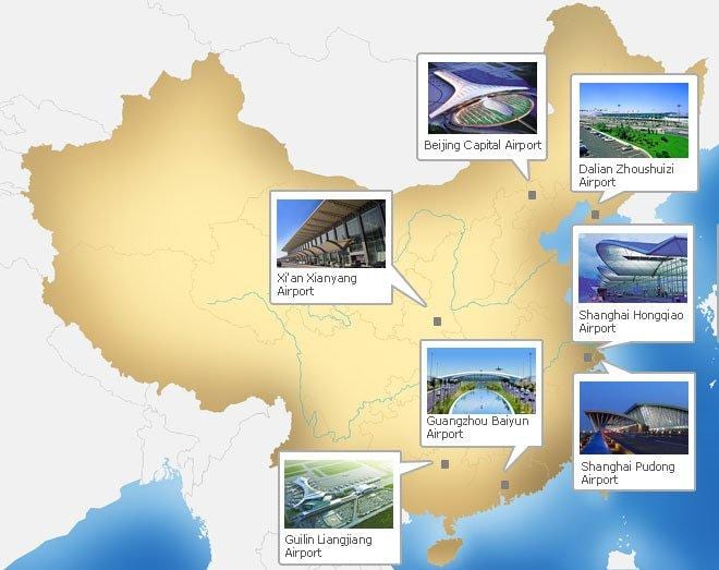 ramani ya China viwanja vya ndege