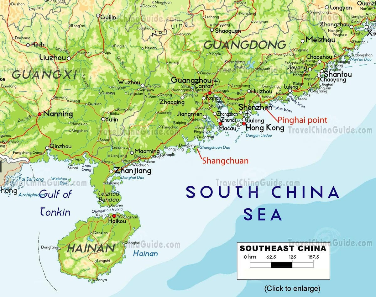 ramani ya kusini mashariki mwa China