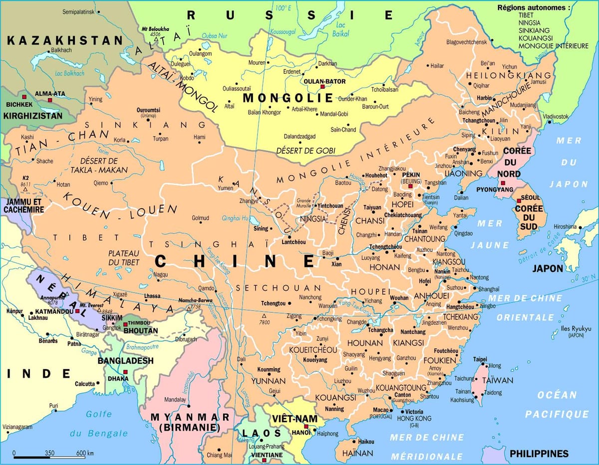 China ya utawala ramani