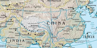 Ramani ya China ni kati ya mlima