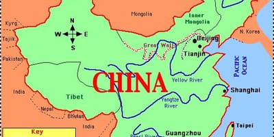 China ramani na mito na milima