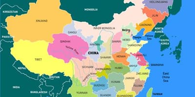 China jimbo ramani katika lugha ya kiingereza