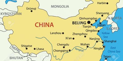 Njano bahari ya China ramani