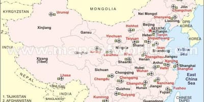 China ndege wa kimataifa ramani